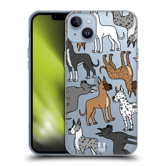 Head Case Designs Dog Breed Patterns 2 Great Dane Soft Gel Case Compatible with Apple iPhone 14 Plus