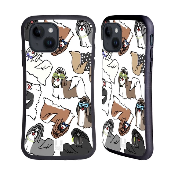 Head Case Designs Dog Breed Patterns 2 Shih Tzu Hybrid Case Compatible with Apple iPhone 15
