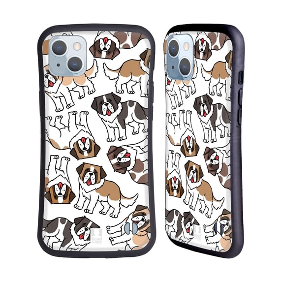 Head Case Designs Dog Breed Patterns 2 St. Bernard Hybrid Case Compatible with Apple iPhone 14 Plus