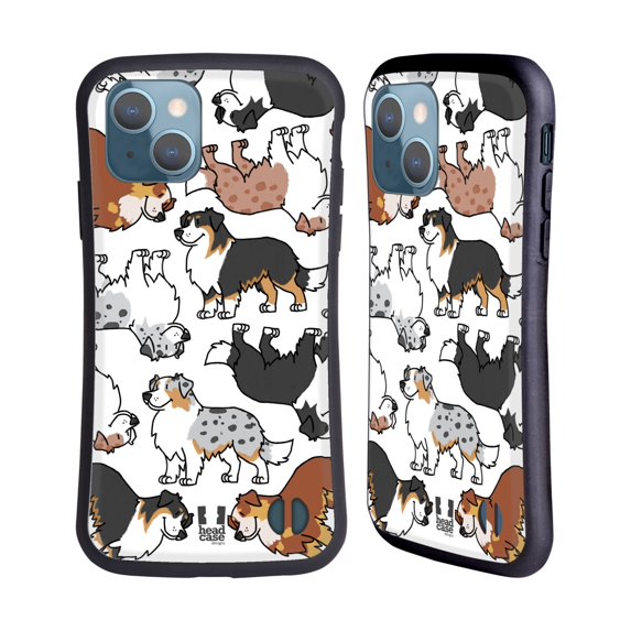 Head Case Designs Dog Breed Patterns 3 Australian Shepherd Hybrid Case Compatible with Apple iPhone 13