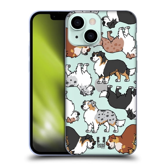 Head Case Designs Dog Breed Patterns 3 Australian Shepherd Soft Gel Case Compatible with Apple iPhone 13 Mini