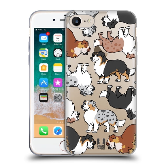 Head Case Designs Dog Breed Patterns 3 Australian Shepherd Soft Gel Case Compatible with Apple iPhone 7 / 8 / SE 2020 & 2022