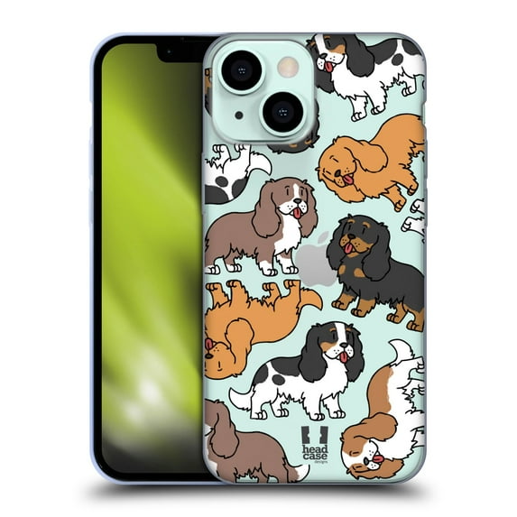 Head Case Designs Dog Breed Patterns 3 Cavalier King Charles Spaniels Soft Gel Case Compatible with Apple iPhone 13 Mini