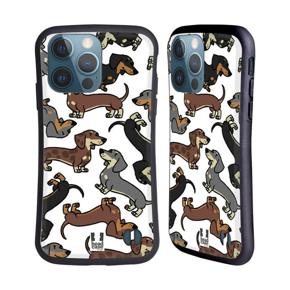 Head Case Designs Dog Breed Patterns 3 Dachshund Hybrid Case Compatible with Apple iPhone 13 Pro