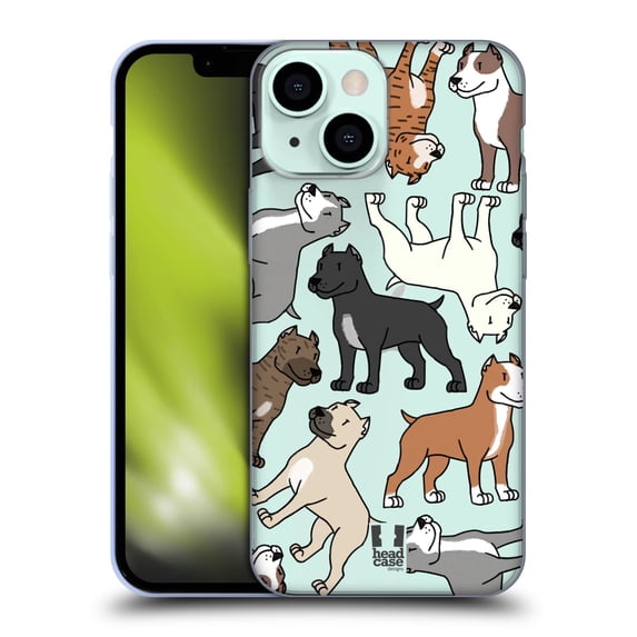 Head Case Designs Dog Breed Patterns 3 Pitbull Terrier Soft Gel Case Compatible with Apple iPhone 13 Mini