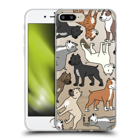 Head Case Designs Dog Breed Patterns 3 Pitbull Terrier Soft Gel Case Compatible with Apple iPhone 7 Plus / iPhone 8 Plus