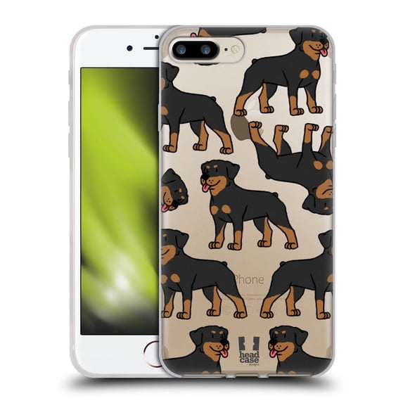 Head Case Designs Dog Breed Patterns 3 Rottweiler Soft Gel Case Compatible with Apple iPhone 7 Plus / iPhone 8 Plus