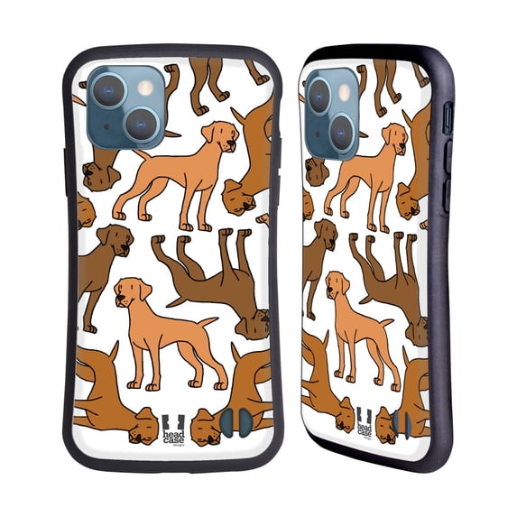 Head Case Designs Dog Breed Patterns 3 Vizslas Hybrid Case Compatible with Apple iPhone 13