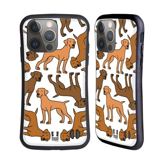 Head Case Designs Dog Breed Patterns 3 Vizslas Hybrid Case Compatible with Apple iPhone 14 Pro