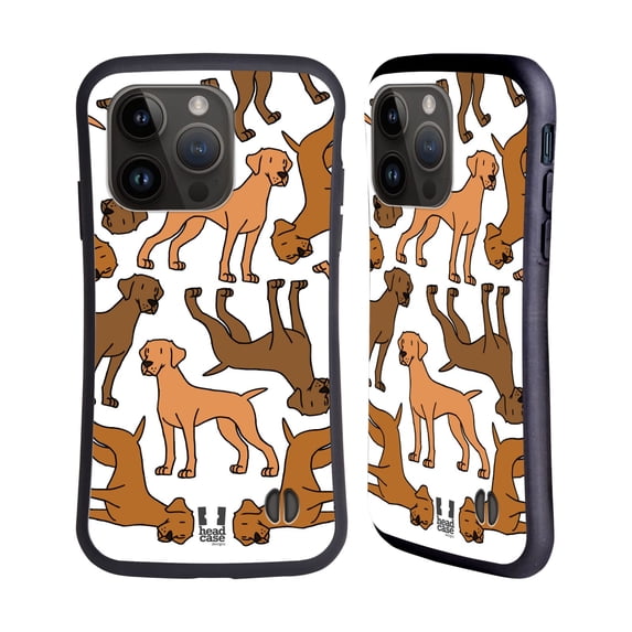Head Case Designs Dog Breed Patterns 3 Vizslas Hybrid Case Compatible with Apple iPhone 15 Pro