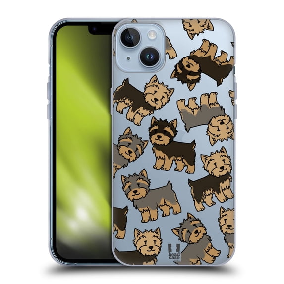 Head Case Designs Dog Breed Patterns 3 Yorkshire Terrier Soft Gel Case Compatible with Apple iPhone 14 Plus