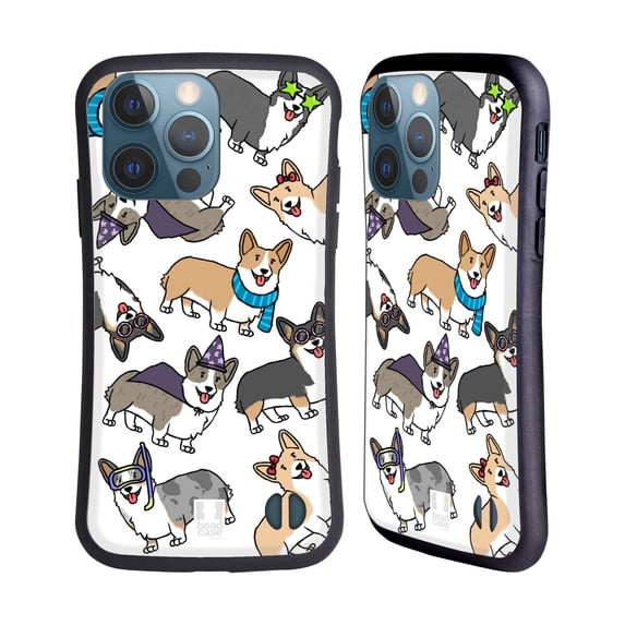 Head Case Designs Dog Breed Patterns Corgi Hybrid Case Compatible with Apple iPhone 13 Pro