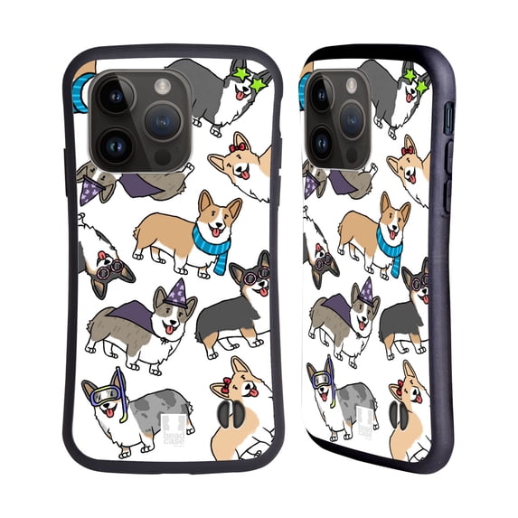 Head Case Designs Dog Breed Patterns Corgi Hybrid Case Compatible with Apple iPhone 15 Pro