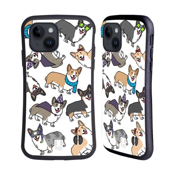 Head Case Designs Dog Breed Patterns Corgi Hybrid Case Compatible with Apple iPhone 15