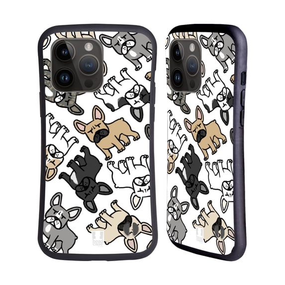 Head Case Designs Dog Breed Patterns French Bulldog Hybrid Case Compatible with Apple iPhone 15 Pro Max