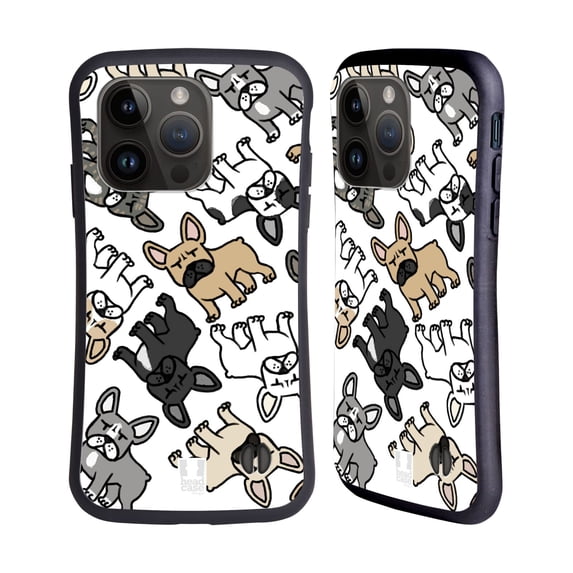 Head Case Designs Dog Breed Patterns French Bulldog Hybrid Case Compatible with Apple iPhone 15 Pro