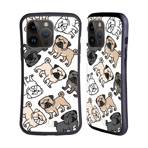 Head Case Designs Dog Breed Patterns Pug Hybrid Case Compatible with Apple iPhone 15 Pro Max