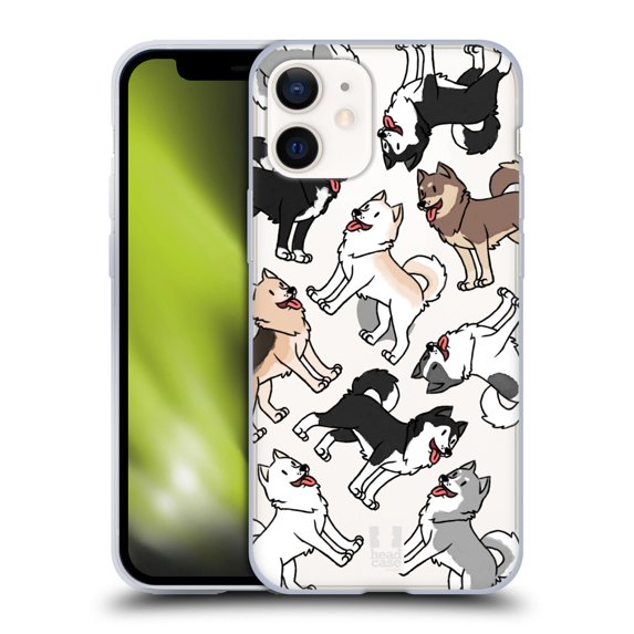 Head Case Designs Dog Breed Patterns Siberian Husky Soft Gel Case Compatible with Apple iPhone 12 Mini