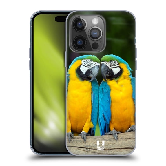 Head Case Designs Famous Animals Colourful Macaw Parrot Couple Soft Gel Case Compatible with Apple iPhone 14 Pro