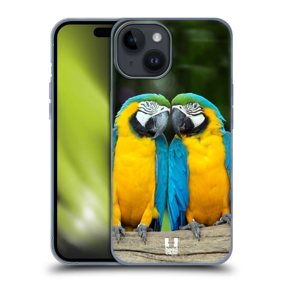 Head Case Designs Famous Animals Colourful Macaw Parrot Couple Soft Gel Case Compatible with Apple iPhone 15