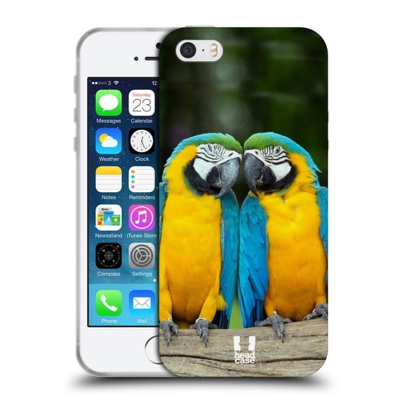 Head Case Designs Famous Animals Colourful Macaw Parrot Couple Soft Gel Case Compatible with Apple iPhone 5 / 5s / iPhone SE 2016