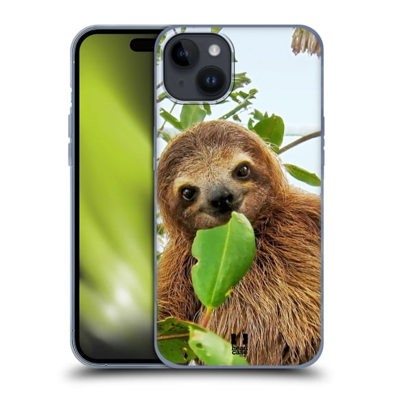 Head Case Designs Famous Animals Three Toed Sloth Soft Gel Case Compatible with Apple iPhone 15 Plus