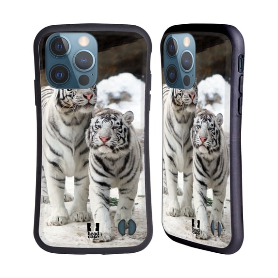 Head Case Designs Famous Animals Two White Tigers Hybrid Case Compatible with Apple iPhone 13 Pro