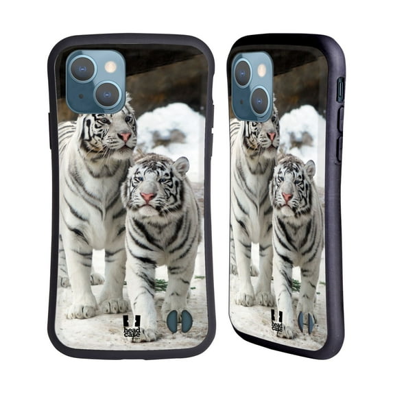 Head Case Designs Famous Animals Two White Tigers Hybrid Case Compatible with Apple iPhone 13
