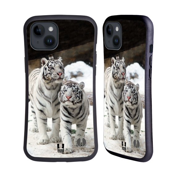 Head Case Designs Famous Animals Two White Tigers Hybrid Case Compatible with Apple iPhone 15 Plus