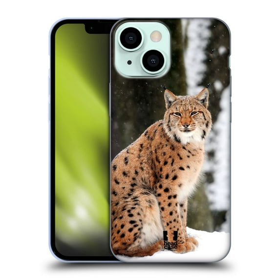 Head Case Designs Famous Animals Wild Lynx In Winter Soft Gel Case Compatible with Apple iPhone 13 Mini
