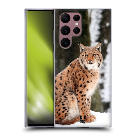 Head Case Designs Famous Animals Wild Lynx In Winter Soft Gel Case Compatible with Samsung Galaxy S22 Ultra 5G