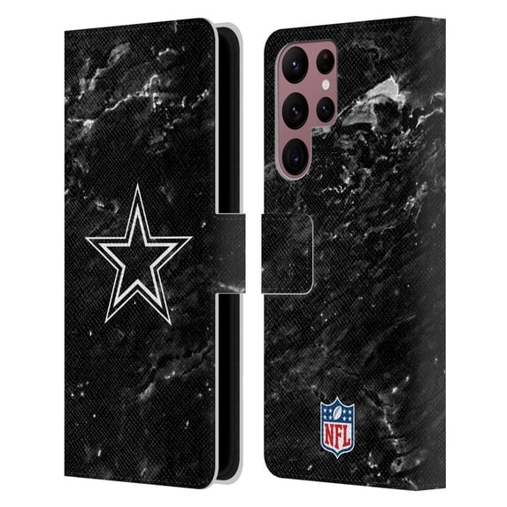 Head Case Designs NFL Dallas Cowboys Artwork Marble Leather Book Wallet Case Cover For Samsung Galaxy S22 Ultra 5G