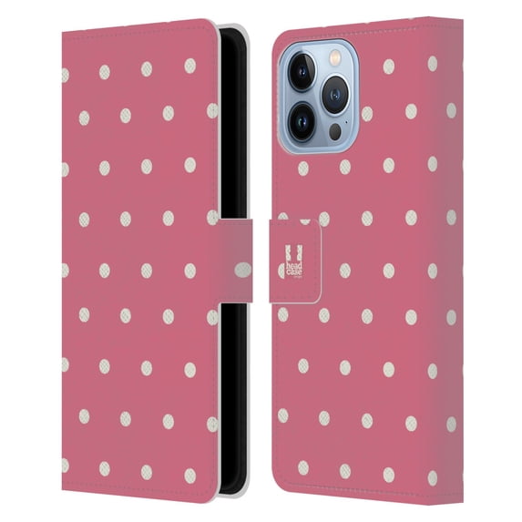 Head Case Designs French Country Patterns Pink Dots Leather Book Wallet Case Cover Compatible with Apple iPhone 13 Pro Max