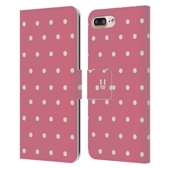 Head Case Designs French Country Patterns Pink Dots Leather Book Wallet Case Cover Compatible with Apple iPhone 7 Plus / iPhone 8 Plus