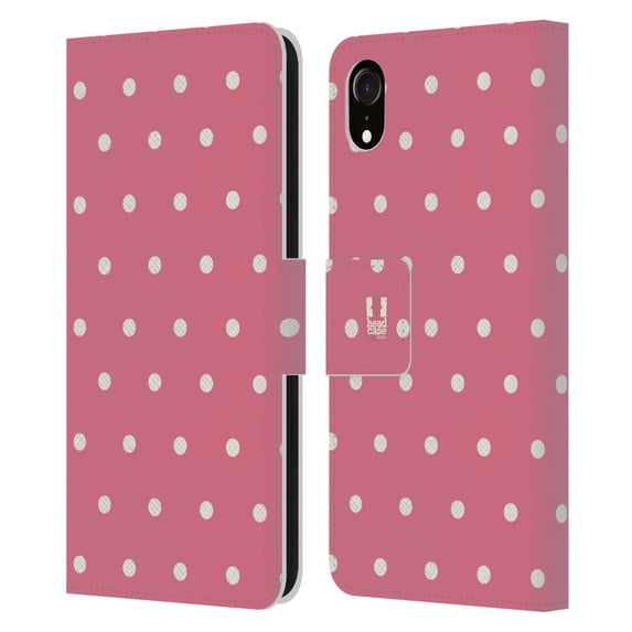 Head Case Designs French Country Patterns Pink Dots Leather Book Wallet Case Cover Compatible with Apple iPhone XR