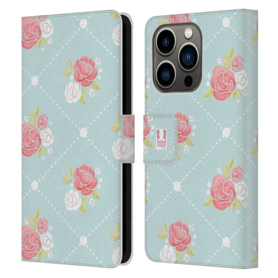 Head Case Designs French Country Patterns Rose Wallpaper Leather Book Wallet Case Cover Compatible with Apple iPhone 14 Pro