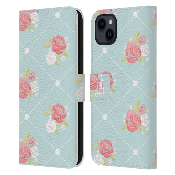 Head Case Designs French Country Patterns Rose Wallpaper Leather Book Wallet Case Cover Compatible with Apple iPhone 15 Plus