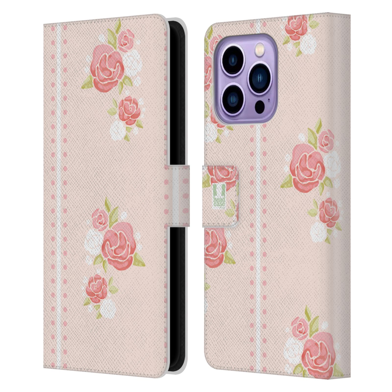 Head Case Designs French Country Patterns Stripes And Roses Leather Book Wallet Case Cover Compatible with Apple iPhone 14 Pro Max - image 1 of 6