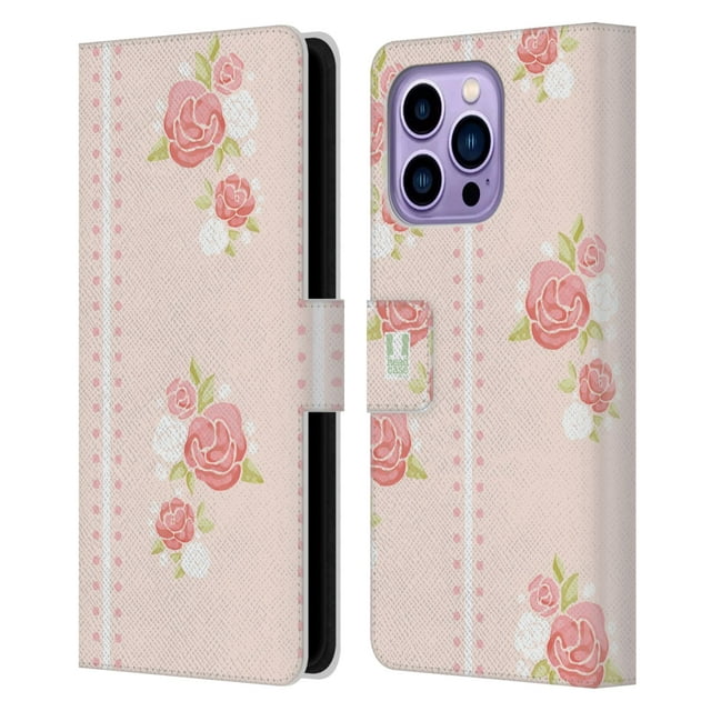 Head Case Designs French Country Patterns Stripes And Roses Leather Book Wallet Case Cover Compatible with Apple iPhone 14 Pro Max