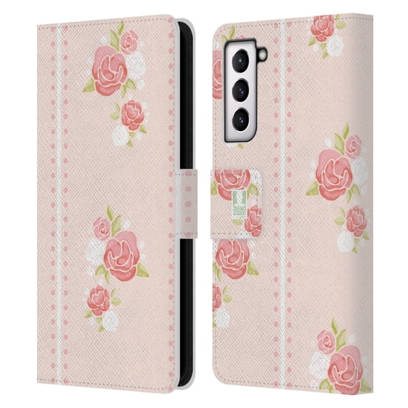 Head Case Designs French Country Patterns Stripes And Roses Leather Book Wallet Case Cover Compatible with Samsung Galaxy S21 5G