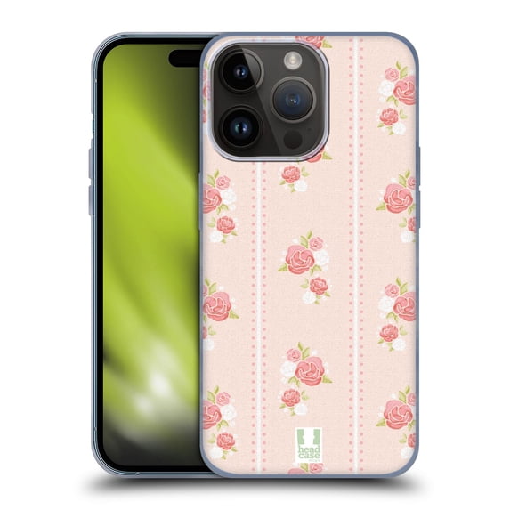 Head Case Designs French Country Patterns Stripes And Roses Soft Gel Case Compatible with Apple iPhone 15 Pro