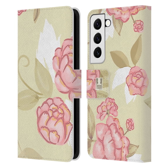 Head Case Designs French Country Patterns Vintage Roses Leather Book Wallet Case Cover Compatible with Samsung Galaxy S22 5G