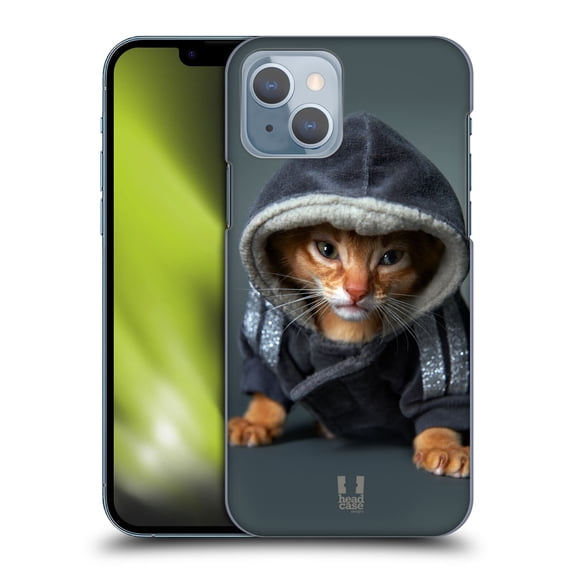 Head Case Designs Funny Animals Abyssinian Kitten In A Hoodie Hard Back Case Compatible with Apple iPhone 14