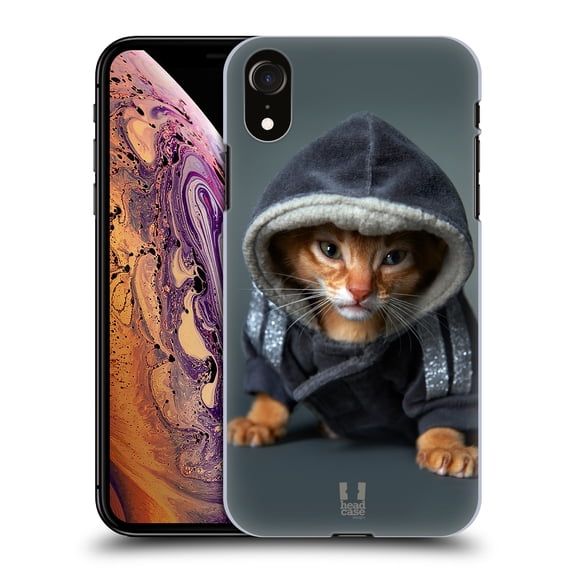 Head Case Designs Funny Animals Abyssinian Kitten In A Hoodie Hard Back Case Compatible with Apple iPhone XR