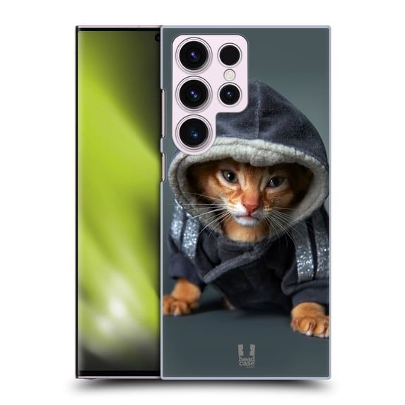 Head Case Designs Funny Animals Abyssinian Kitten In A Hoodie Hard Back Case Compatible with Samsung Galaxy S23 Ultra 5G