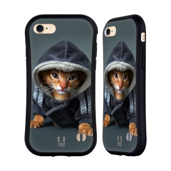 Head Case Designs Funny Animals Abyssinian Kitten In A Hoodie Hybrid Case Compatible with Apple iPhone 7 / 8 / SE 2020 & 2022