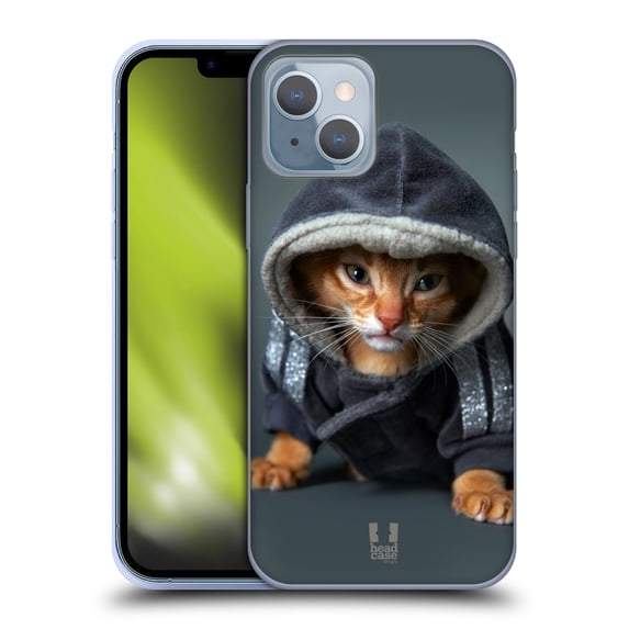 Head Case Designs Funny Animals Abyssinian Kitten In A Hoodie Soft Gel Case Compatible with Apple iPhone 14