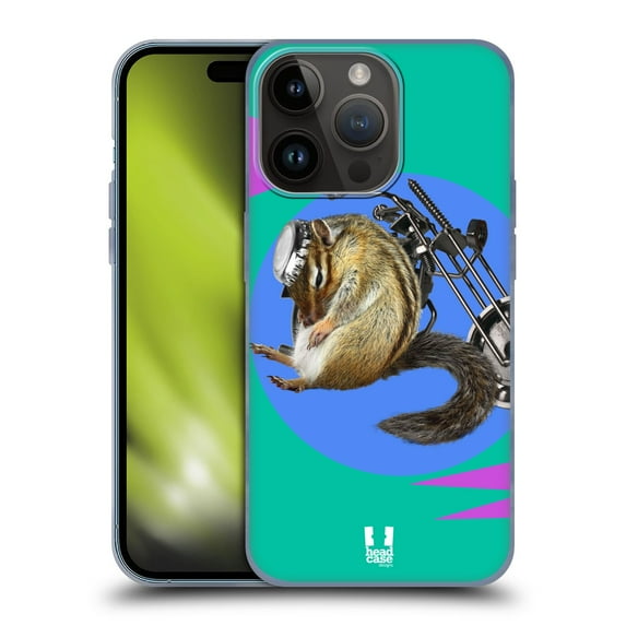 Head Case Designs Funny Animals Chipmunk Biker Soft Gel Case Compatible with Apple iPhone 15 Pro