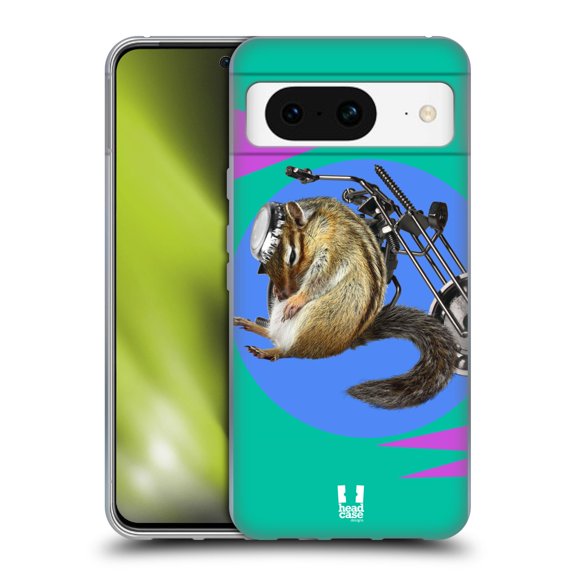 Head Case Designs Funny Animals Chipmunk Biker Soft Gel Case Compatible with Google Pixel 8