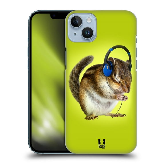 Head Case Designs Funny Animals Chipmunk Listening To Music Hard Back Case Compatible with Apple iPhone 14 Plus